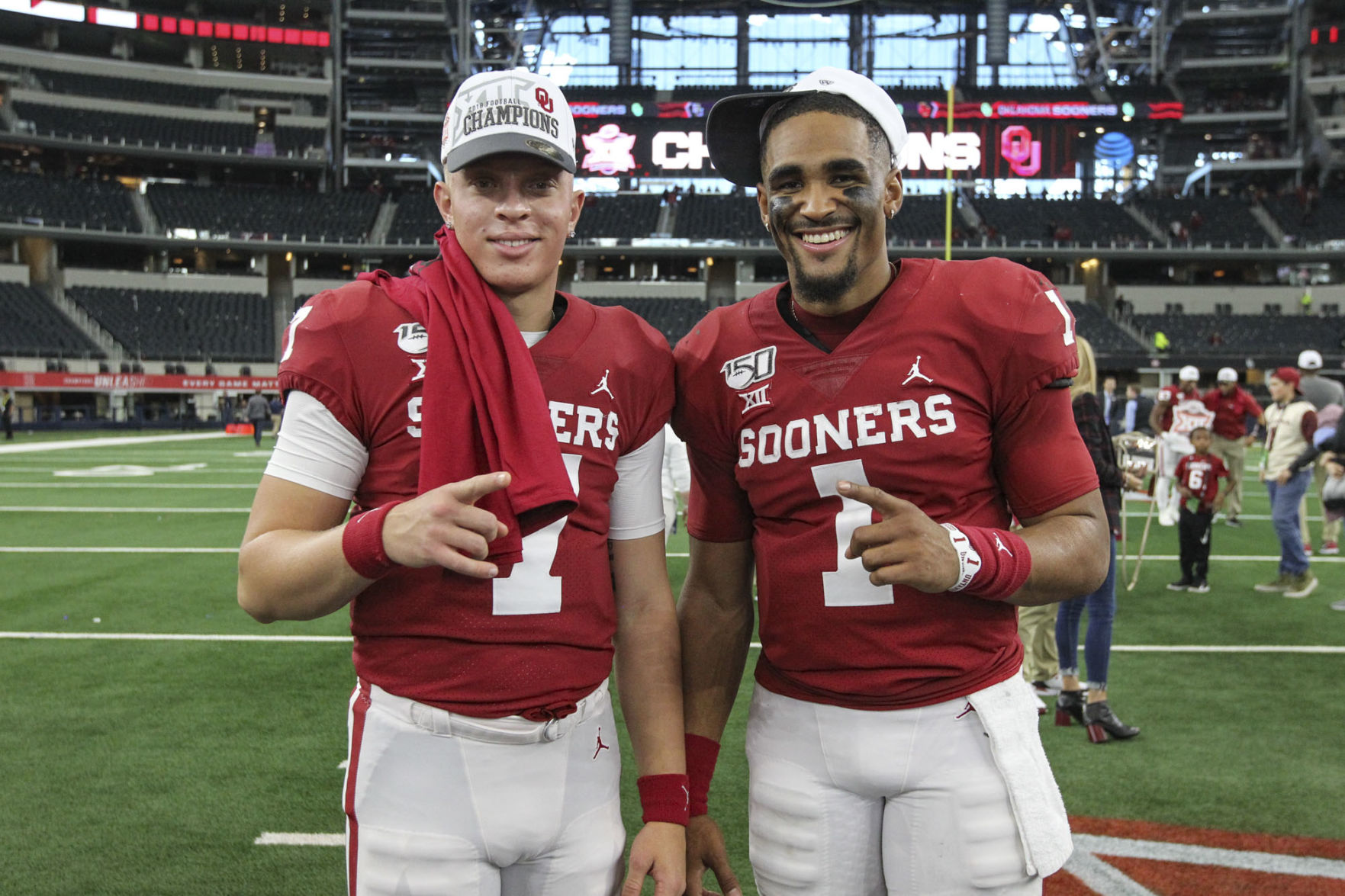 Spencer Rattler and Jalen Hurts